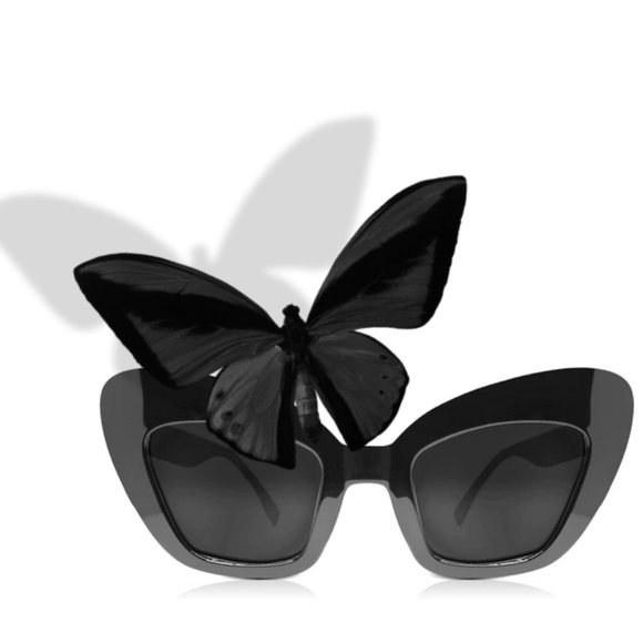 Black Butterfly/Cateye Fashion Sunglasses - Picture 4 of 4